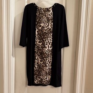 Ruby Rd. Black and Leopard Print Dress